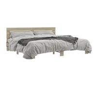 vidaXL Bedframe bewerkt hout metaal sonoma eikenkleurig 200x200 cm3280128 Marron G