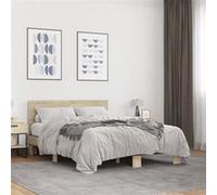 vidaXL Bedframe bewerkt hout metaal sonoma eikenkleurig 90x190 cm3280213 Marron G