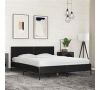 vidaXL Bedframe bewerkt hout metaal zwart 150x200 cm3280002 Noir G