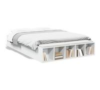 vidaXL Bedframe bewerkt hout wit 135x190 cm3280587 Blanc G