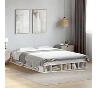 vidaXL Bedframe bewerkt hout wit 150x200 cm3280468 Blanc G