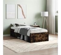 Cadre de Lit, Lit Simple avec Sommier à Lattes, Lit Adulte avec Rangement, Meuble de Chambre à Coucher, Moderne, Chêne Fumé 75x190 cm