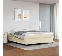 vidaXL Cadre de lit rembourré – Lit double 180x200 cm, sommier à lattes, similicuir crème