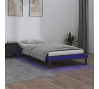 vidaXL Bedframe LED massief hout grijs 90x190 cm820638 Gris G