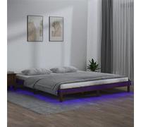 Cadre de Lit à LED Gris 90x190 cm Bois Massif Adulte Simple Sommier vidaXL