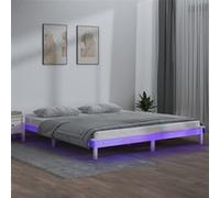 vidaXL Bedframe LED massief hout wit 135x190 cm820647 Blanc G
