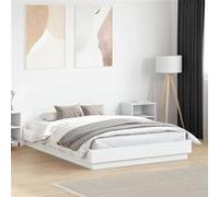 Cadre de Lit, Sommier à Lattes, Lit Double, Lit Adulte de Chambre à Coucher Intérieur, Moderne, Blanc 140x190 cm Bois d'Ingénierie