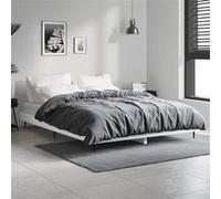 vidaXL Cadre de Lit sans Matelas, Lit Double avec Sommier à Lattes, Lit Adulte, Meuble de Chambre à Coucher, Blanc 140x190 cm Bois d'Ingénierie