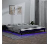 vidaXL Cadre de Lit à LED Sommier à Lattes Lit Double Lit Adulte Cadre à Lattes sur Pied Meuble de Chambre à Coucher Noir 820655