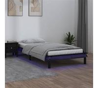 vidaXL Bedframe LED massief hout zwart 90x200 cm820595 Noir G