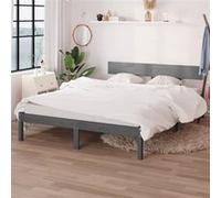 Vidaxl Cadre De Lit Gris Bois De Pin Massif 140x190 Cm Marron