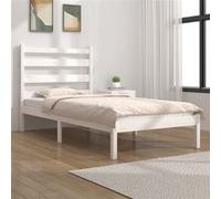 vidaXL Bedframe massief grenenhout wit 100x200 cm3103639 Blanc G