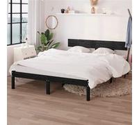 vidaXL Bedframe massief grenenhout zwart 150x200 cm810156 Noir G