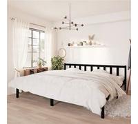 vidaXL Bedframe massief grenenhout zwart 200x200 cm810106 Noir G