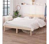 vidaXL Cadre de lit 180x200 Bois de pin massif Blanc avec sommier double pour adulte