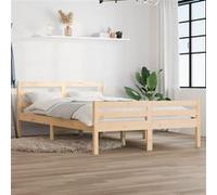 vidaXL Bedframe massief hout 135x190 cm814794 Marron G