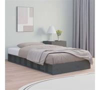 vidaXL Bedframe massief hout grijs 135x190 cm820713 Gris G