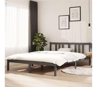 vidaXL Cadre de lit Gris Bois massif 140x200 cm 814886
