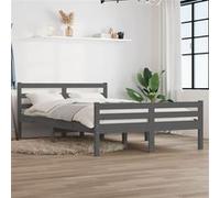 vidaXL Bedframe massief hout grijs 150x200 cm814826 Gris G