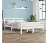 vidaXL Bedframe massief hout wit 150x200 cm814825 Blanc G