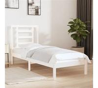 vidaXL Cadre de lit Blanc Bois massif 75x190 cm Petit simple