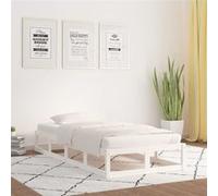 Cadre de Lit Blanc 160x200cm Bois Massif Double Adulte Sommier à Lattes vidaXL