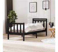 vidaXL Bedframe massief hout zwart 75x190 cm3100683 Noir G