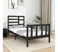Vidaxl Cadre De Lit Noir Bois Massif 75x190 Cm Petit Simple Marron