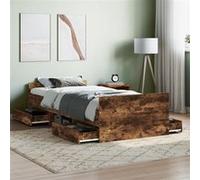 vidaXL Cadre de lit tête de lit et pied de lit chêne fumé 90x190 cm Multicolore