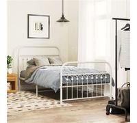 vidaXL Bedframe met hoofd- en voeteneinde metaal wit 100x200 cm376662 Blanc G