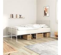 Cadre De Lit Métal Avec Tête De Lit/Pied De Lit Blanc 120x200cm Blanc