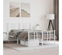 Vidaxl Cadre De Lit Métal Avec Tête De Lit/Pied De Lit Blanc 120x200cm Blanc