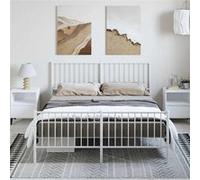 vidaXL Bedframe met hoofd- en voeteneinde metaal wit 150x200 cm350951 Blanc G