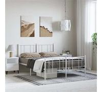 vidaXL Bedframe met hoofd- en voeteneinde metaal wit 150x200 cm352549 Blanc G