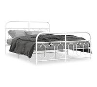 vidaXL Bedframe met hoofd- en voeteneinde metaal wit 150x200 cm377186 Blanc G