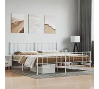 Vidaxl Cadre De Lit Métal Avec Tête De Lit/Pied De Lit Blanc 180x200cm Blanc