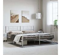 vidaXL Bedframe met hoofd- en voeteneinde metaal wit 183x213 cm355339 Blanc G