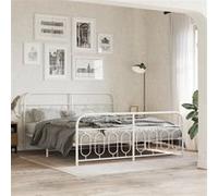 vidaXL Cadre de lit métal sans matelas et pied de lit blanc 183x213 cm