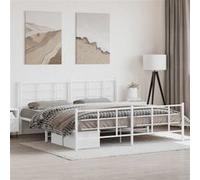 Bedframe met hoofd- en voeteneinde metaal wit 193x203 cm355634