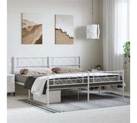 Vidaxl Cadre De Lit Métal Sans Matelas Et Pied De Lit Blanc 193x203 Cm Blanc