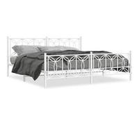 vidaXL Bedframe met hoofd- en voeteneinde metaal wit 193x203 cm376201 Blanc G