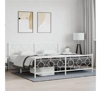 vidaXL Bedframe met hoofd- en voeteneinde metaal wit 193x203 cm376299 Blanc G
