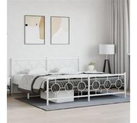 vidaXL Bedframe met hoofd- en voeteneinde metaal wit 200x200 cm376300 Blanc G