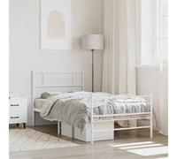 vidaXL Bedframe met hoofd- en voeteneinde metaal wit 80x200 cm355325 Blanc G