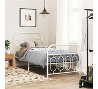 Vidaxl Cadre De Lit Métal Avec Tête De Lit/Pied De Lit Blanc 90x190 Cm Blanc