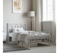 Vidaxl Cadre De Lit Métal Avec Tête De Lit/Pied De Lit Blanc 90x200 Cm Blanc