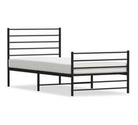 vidaXL Bedframe met hoofd- en voeteneinde metaal zwart 107x203 cm352333 Noir G
