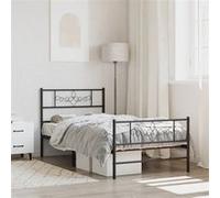 vidaXL Cadre de lit en métal sans matelas avec pied de lit noir 107 x 203 cm