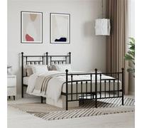 Bedframe met hoofd- en voeteneinde metaal zwart 120x200 cm353553