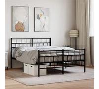 vidaXL Bedframe met hoofd- en voeteneinde metaal zwart 120x200 cm355675 Noir G